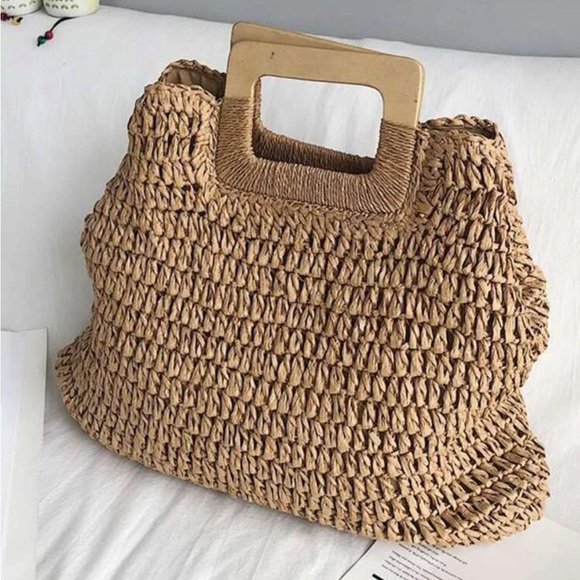 Boho minimalist straw summer beach bag - Picture 5 of 7